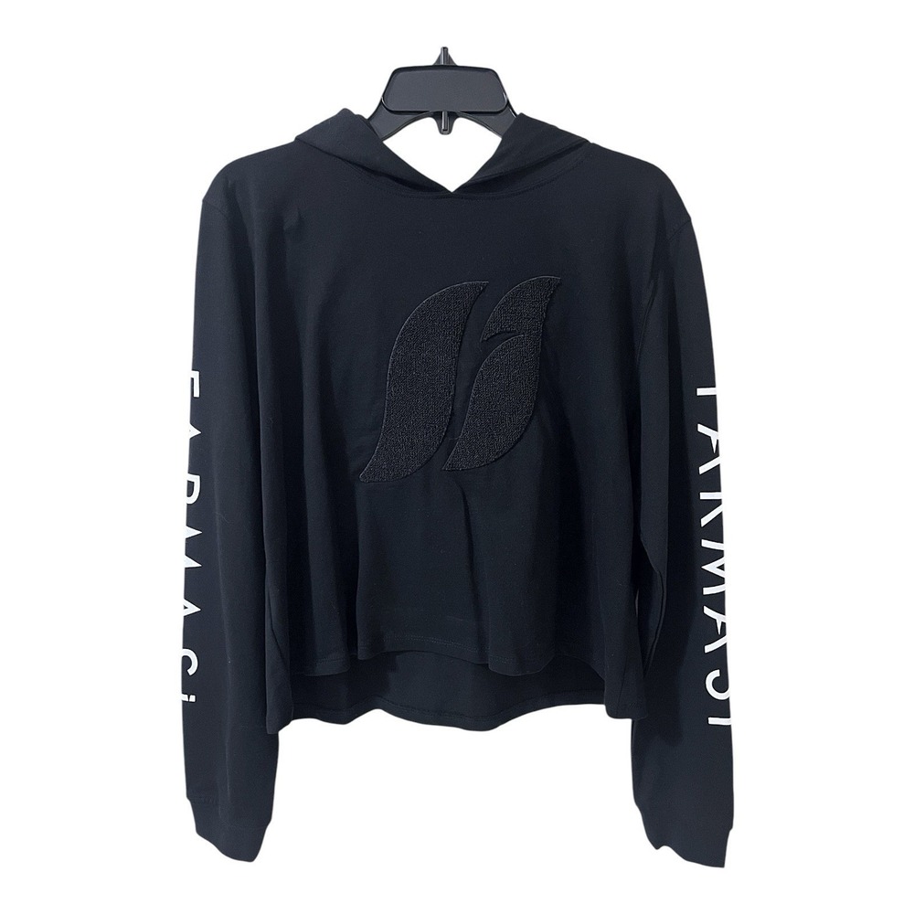 Farmasi Black Logo Hoodie Cropped Sweatshirt Women's XL‎